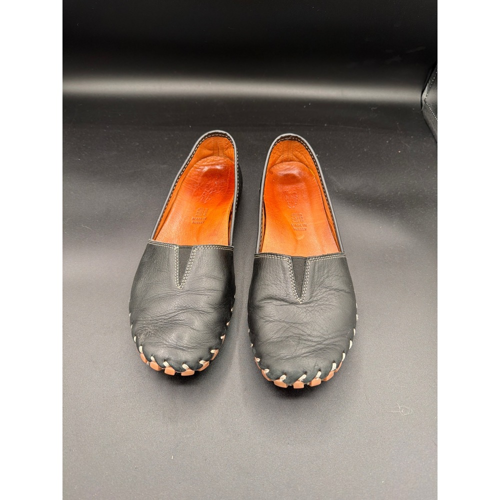 Spring Step Kathaleta Black Leather Whipstitch Slip On Flats Shoes Womens 40 - Picture 5 of 10